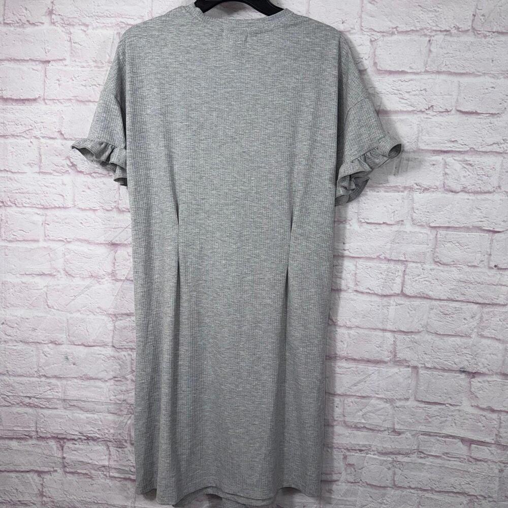 Marie Nicole Medium Gray Ruffle Sleeve Tie-Front Dress - Picture 6 of 6